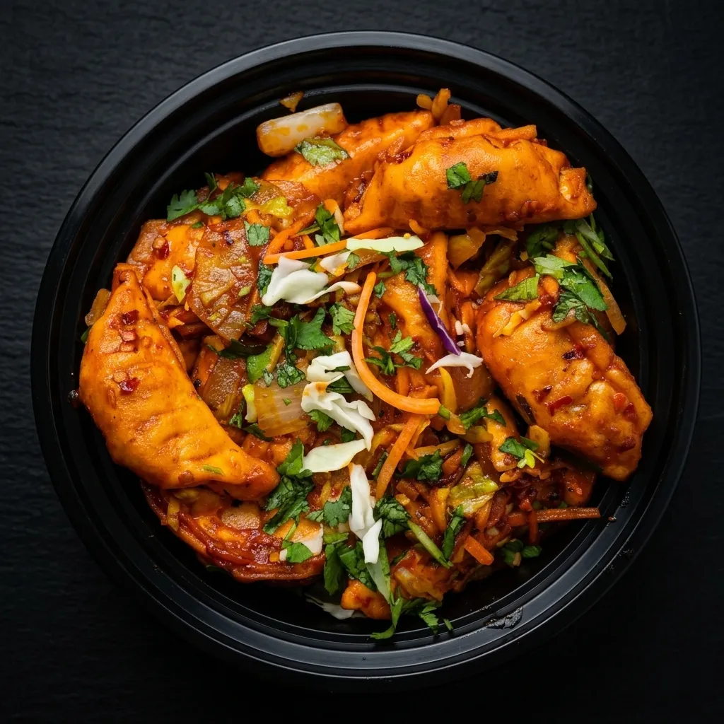 Fried chilli momos tossed in spicy sauce at Sector 17 in Calgary NE
