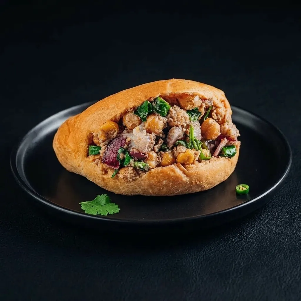 Chole kulcha stuffed with spiced chickpeas at Sector 17 in Calgary NE