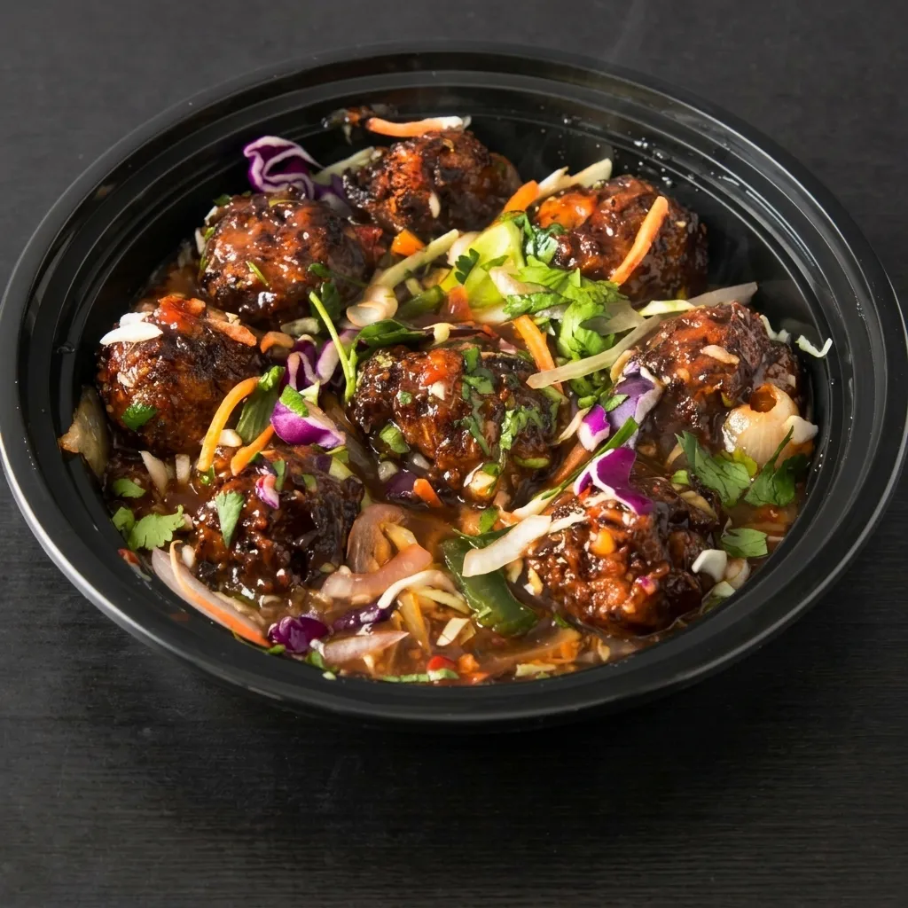 Veg Manchurian in Indo-Chinese gravy at Sector 17 in Calgary NE